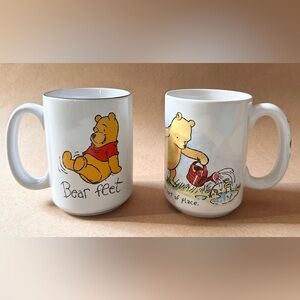 Winnie The Pooh Disney Store WDW 2 Mugs Tigger Piglet Garden Bear Feet